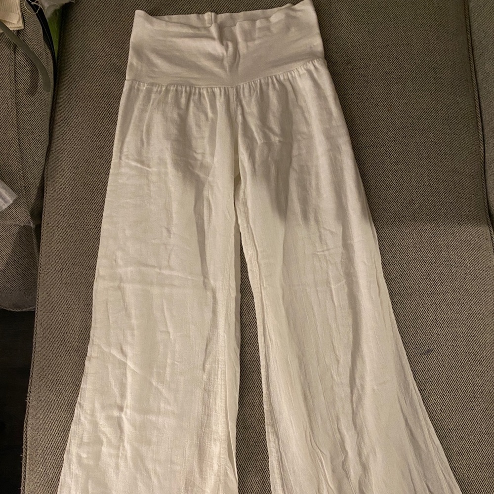 White leg cotton flowy pants